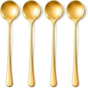 Gold Coffee Spoons, 4 Pack, 7.28-Inch Long Handle Stirring Spoons for Latte Gold Coffee Spoons, 4 Pack, 7.28-Inch Long Handle Stirring Spoons for Latte