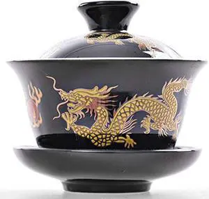 Ceramic Kung Fu Teacup, Chinese Gaiwan-Dragon (Black) Ceramic Kung Fu Teacup, Chinese Gaiwan-Dragon (Black)