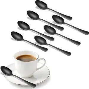 DEHOV 5.5 Inch Black Small Teaspoons,Set Of 8 Stainless Steel Coffee Spoons,Black Mini Spoons For Dessert,Cake,Durable Demitasse Spoon DEHOV 5.5 Inch Black Small Teaspoons,Set Of 8 Stainless Steel Coffee Spoons,Black Mini Spoons For Dessert,Cake,Durable Demitasse Spoon
