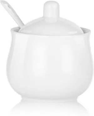 7 OZ Ceramic Sugar Bowl with Lid and Spoon 7 OZ Ceramic Sugar Bowl with Lid and Spoon
