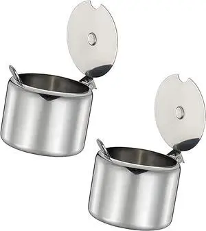 2pcs Set of Silver 285ml Stainless Steel Sugar Bowl with Spoon,Condiment Seasoning Pot Sugar Canister with Spoon - Storage Tank for Various Seasonings and Spices,Dinnerware Serveware Kitchen Gadgets 2pcs Set of Silver 285ml Stainless Steel Sugar Bowl with Spoon,Condiment Seasoning Pot Sugar Canister with Spoon - Storage Tank for Various Seasonings and Spices,Dinnerware Serveware Kitchen Gadgets