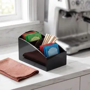 Acrylic Sugar Holder for Coffee Bar,Tea Bag & Sugar Packet Organizer(Black) Acrylic Sugar Holder for Coffee Bar,Tea Bag & Sugar Packet Organizer(Black)