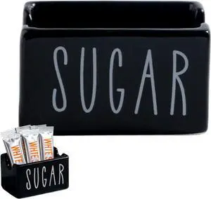 Ceramic Sugar Packet Holder Farmhouse Style Sugar CubeTea Bag Organizer for kitchen Coffee Bar Table Office Hotel Restaurant (Black) (black) Ceramic Sugar Packet Holder Farmhouse Style Sugar CubeTea Bag Organizer for kitchen Coffee Bar Table Office Hotel Restaurant (Black) (black)