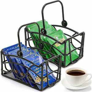 Elsjoy 2 Pack Sugar Packet Basket with Handle, Black Metal Sugar Caddy Elsjoy 2 Pack Sugar Packet Basket with Handle, Black Metal Sugar Caddy