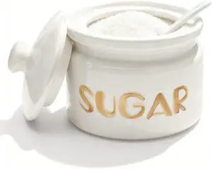 Sugar Bowl with Lid and Spoon, 10oz Ceramic Sugar Container Jar - Modern Farmhouse Style for Coffee Bar, Tea Station, Kitchen Countertop & Dining Table Decor, White Sugar Bowl with Lid and Spoon, 10oz Ceramic Sugar Container Jar - Modern Farmhouse Style for Coffee Bar, Tea Station, Kitchen Countertop & Dining Table Decor, White