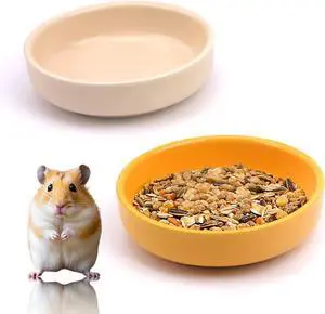 2 Pack Hamster Bowl Ceramic Food and Water Dish Cute Feeder for Hamster Hedgehog Squirrel Guinea Pig Small Animals (Yellow and Red 2 Pack Hamster Bowl Ceramic Food and Water Dish Cute Feeder for Hamster Hedgehog Squirrel Guinea Pig Small Animals (Yellow and Red