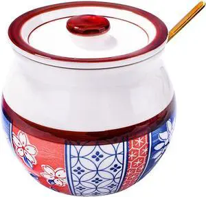 Porcelain Sugar Bowl with Lid and Spoon, 15.2oz Ceramic Salt Container Porcelain Sugar Bowl with Lid and Spoon, 15.2oz Ceramic Salt Container