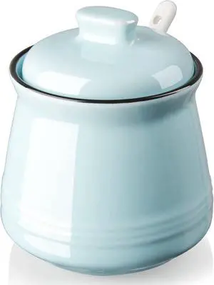 DAYYET Sugar Bowl with Lid and Spoon, 12 oz Ceramic Sugar Bowl with Spoon, Sugar Container for Coffee Bar, Sugar Jar Sugar Dispenser Bowl, Turquoise Kitchen Decor and Accessories DAYYET Sugar Bowl with Lid and Spoon, 12 oz Ceramic Sugar Bowl with Spoon, Sugar Container for Coffee Bar, Sugar Jar Sugar Dispenser Bowl, Turquoise Kitchen Decor and Accessories