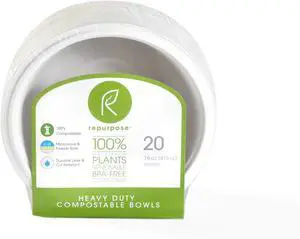 Repurpose 100% Compostable Eco-Friendly Tree Free Paper Bowls, 20 Count Repurpose 100% Compostable Eco-Friendly Tree Free Paper Bowls, 20 Count