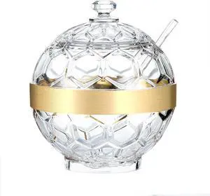Clear Acrylic Sugar Bowl with Lid and Spoon,10 oz Sugar Container for Coffee Bar Accessories, Sugar Jar(Gold-plated) Clear Acrylic Sugar Bowl with Lid and Spoon,10 oz Sugar Container for Coffee Bar Accessories, Sugar Jar(Gold-plated)