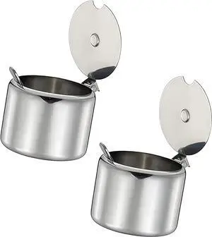 2pcs Set of Silver 285ml Stainless Steel Sugar Bowl with Spoon,Condiment Seasoning Pot Sugar Canister with Spoon - Storage Tank for Various Seasonings and Spices,Dinnerware Serveware Kitchen Gadgets 2pcs Set of Silver 285ml Stainless Steel Sugar Bowl with Spoon,Condiment Seasoning Pot Sugar Canister with Spoon - Storage Tank for Various Seasonings and Spices,Dinnerware Serveware Kitchen Gadgets