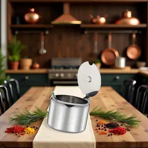 Set of Silver 285ml Stainless Steel Sugar Bowl with Spoon,Condiment Seasoning Pot Sugar Canister with Spoon - Storage Tank for Various Seasonings and Spices,Dinnerware and Serveware Kitchen Gadgets Set of Silver 285ml Stainless Steel Sugar Bowl with Spoon,Condiment Seasoning Pot Sugar Canister with Spoon - Storage Tank for Various Seasonings and Spices,Dinnerware and Serveware Kitchen Gadgets