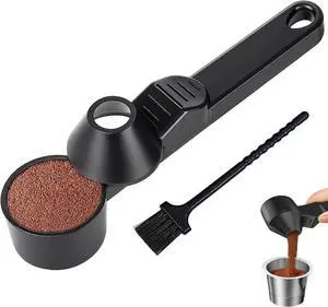 Funnel Coffee Scoop for Ground Coffee,Anti-Spill Protein Powder Scoop,Black Funnel Coffee Scoop for Ground Coffee,Anti-Spill Protein Powder Scoop,Black