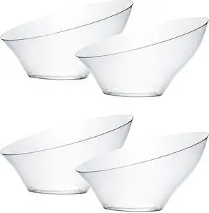 PLASTICPRO Disposable Angled Plastic Bowls Round Small Serving Bowl, Elegant for Party's, Snack, or Salad Bowl, Clear Pack of 8 PLASTICPRO Disposable Angled Plastic Bowls Round Small Serving Bowl, Elegant for Party's, Snack, or Salad Bowl, Clear Pack of 8