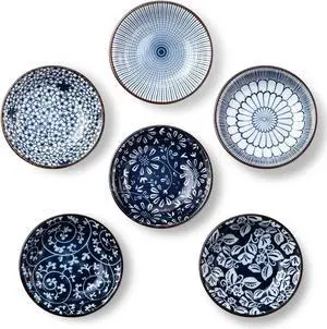 Eisinly 6 Pack Dipping Bowls,3 OZ Small Ceramic Soy Sauce Dish,Vintage Blue Eisinly 6 Pack Dipping Bowls,3 OZ Small Ceramic Soy Sauce Dish,Vintage Blue
