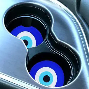 Giantree 2 Pack Car Cup Coaster, Blue Evil Eye Car Cup Holder Giantree 2 Pack Car Cup Coaster, Blue Evil Eye Car Cup Holder