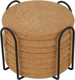 8 Pcs Drink Coasters with Holder, Thicker Cork Coasters for Drinks Absorbent for Coffee Table Wooden Coaster Set Tabletop Protection Cup Mat Bar Kitchen Living Room House Home Decor Housewarming Gift 8 Pcs Drink Coasters with Holder, Thicker Cork Coasters for Drinks Absorbent for Coffee Table Wooden Coaster Set Tabletop Protection Cup Mat Bar Kitchen Living Room House Home Decor Housewarming Gift