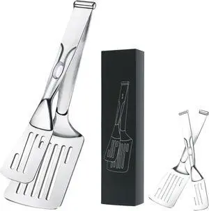 2-in-1 Spatula Tongs for Cooking, Detachable Stainless Steel Grill Clamp Spatula, Multifunctional Kitchen Tongs & Food Turner for Flipping Steaks, Fish, Burgers, Eggs, Dishwasher Safe 2-in-1 Spatula Tongs for Cooking, Detachable Stainless Steel Grill Clamp Spatula, Multifunctional Kitchen Tongs & Food Turner for Flipping Steaks, Fish, Burgers, Eggs, Dishwasher Safe