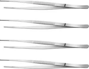 Yaomiao 4 Packs 12 Inch Bar Tweezers Silver Cooking Tongs Yaomiao 4 Packs 12 Inch Bar Tweezers Silver Cooking Tongs