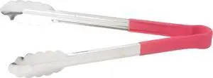 Winco 12" Red Serving Tongs with Non-Slip Grip Winco 12" Red Serving Tongs with Non-Slip Grip