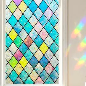 Colorful Stained Glass Window Film, Rainbow Door Privacy Films Static Cling Window Tint Decorative Window Decal Heat Cotrol Anti UV for Home and Office,17.5x78.7 in. Colorful Stained Glass Window Film, Rainbow Door Privacy Films Static Cling Window Tint Decorative Window Decal Heat Cotrol Anti UV for Home and Office,17.5x78.7 in.
