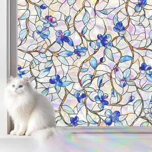 SOMWISE Rainbow Stained Glass Window Privacy Film,Heat Blocking Save Energy SOMWISE Rainbow Stained Glass Window Privacy Film,Heat Blocking Save Energy