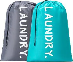 2 Pack XL Travel Laundry Bag, Machine Washable Dirty Clothes Organizer with Drawstring,Large Enough to Hold 4 Loads of Laundry, Easy Fit a Laundry Hamper or Basket Travel Essentials 24" x 36" 2 Pack XL Travel Laundry Bag, Machine Washable Dirty Clothes Organizer with Drawstring,Large Enough to Hold 4 Loads of Laundry, Easy Fit a Laundry Hamper or Basket Travel Essentials 24" x 36"