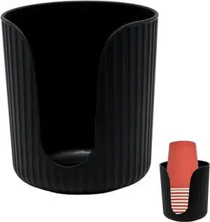 Black Cup Dispenser 3oz-5oz Disposable Paper Cup Holder Cotton Pad Holder with Vertical Stripes Black Cup Dispenser 3oz-5oz Disposable Paper Cup Holder Cotton Pad Holder with Vertical Stripes
