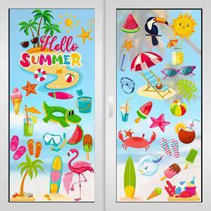 Traplace 9 Sheets Summer Window Clings, Double Sided Summer Window Clings for Glass Windows, Hello Beach Decals, Sun Watermelon Pattern Stickers for Home Office Accessories Decorations Traplace 9 Sheets Summer Window Clings, Double Sided Summer Window Clings for Glass Windows, Hello Beach Decals, Sun Watermelon Pattern Stickers for Home Office Accessories Decorations