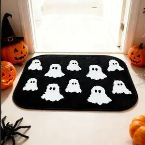 BOVVSKY Ghost Bath Mat Soft Halloween Bathroom Rug Non Slip, Cute Spooky Ghost Halloween Bathroom Rug Decoration for Home Bedroom Shower Floor (Black) BOVVSKY Ghost Bath Mat Soft Halloween Bathroom Rug Non Slip, Cute Spooky Ghost Halloween Bathroom Rug Decoration for Home Bedroom Shower Floor (Black)