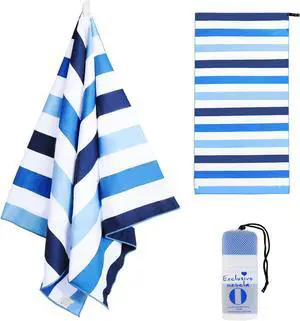 Exclusivo Mezcla Quick Dry Beach Towel, Large Lightweight Sandfree Pool Towel for Swimming Camping Travel with Bag (Blue, 30x60 Inches) Exclusivo Mezcla Quick Dry Beach Towel, Large Lightweight Sandfree Pool Towel for Swimming Camping Travel with Bag (Blue, 30x60 Inches)