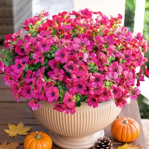 HyeFlora Artificial Flowers for Outdoor Indoor Garden Home Decoration, Faux Flower Daisy with Eucalyptus Leaves Fake Plants Greenery Boxwood Porch Patio, 12 Bundles (Rose Red) HyeFlora Artificial Flowers for Outdoor Indoor Garden Home Decoration, Faux Flower Daisy with Eucalyptus Leaves Fake Plants Greenery Boxwood Porch Patio, 12 Bundles (Rose Red)