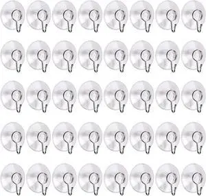 40 Packs Suction Cup Hooks, 1.77 Inches Universal Clear PVC Suction Cups for Shower Removable Window Suction Cups with Hooks for Kitchen Bathroom, Wall, Glass 40 Packs Suction Cup Hooks, 1.77 Inches Universal Clear PVC Suction Cups for Shower Removable Window Suction Cups with Hooks for Kitchen Bathroom, Wall, Glass