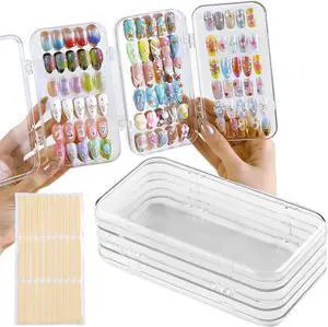 Fcozpjk Press On Nail Organizer Case, Clear Press On Nail Storage Box Fcozpjk Press On Nail Organizer Case, Clear Press On Nail Storage Box
