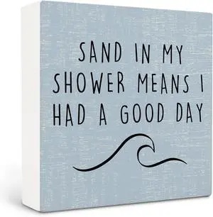 Beach Wooden Sign,Coastal Bathroom Signs,Beach Theme Bathroom Decor,Sand in My Shower Means I Had a Great Day Wood Box Sign,Coastal Easter Decor for Home House Table Desk Shelf Beach Wooden Sign,Coastal Bathroom Signs,Beach Theme Bathroom Decor,Sand in My Shower Means I Had a Great Day Wood Box Sign,Coastal Easter Decor for Home House Table Desk Shelf