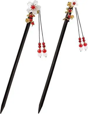 BLMHTWO 2 Pieces Hair Chopsticks for Women Retro Chinese Japanese Hair Accessories Flower Tassel Handmade Wooden Hair Chopsticks Stick BLMHTWO 2 Pieces Hair Chopsticks for Women Retro Chinese Japanese Hair Accessories Flower Tassel Handmade Wooden Hair Chopsticks Stick