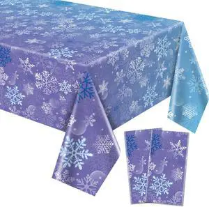 2 Pack Snowflake Tablecloths, 87x51'' Plastic Blue Purple Snowflake Table Cover Winter Wonderland Birthday Backdrop Decorations for Girls Princess Party Christmas Winter Holiday Party 2 Pack Snowflake Tablecloths, 87x51'' Plastic Blue Purple Snowflake Table Cover Winter Wonderland Birthday Backdrop Decorations for Girls Princess Party Christmas Winter Holiday Party