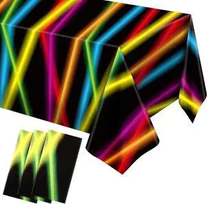 Irenare 3 Pieces 80s Neon Table Cloths Glow in The Dark Tablecloths Irenare 3 Pieces 80s Neon Table Cloths Glow in The Dark Tablecloths