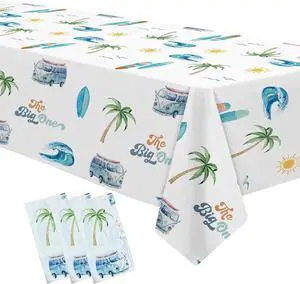Surf First Birthday Party Supplies Tablecloth, 3 Pack Surf First Birthday Party Supplies Tablecloth, 3 Pack