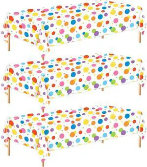 Oudain 3 Pcs Polka Dot Plastic Tablecloth for Party, 108 x 54 Inch Oudain 3 Pcs Polka Dot Plastic Tablecloth for Party, 108 x 54 Inch