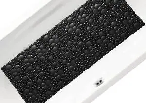 Extra Long Pebble Bath Tub Shower Mat 34.2 x 15.7, Bathmat Non-Slip with Suction Cups, Machine Washable, Bathroom Mats, Smooth/Non-Textured Surface Only (34.2" x 15.7", Black) Extra Long Pebble Bath Tub Shower Mat 34.2 x 15.7, Bathmat Non-Slip with Suction Cups, Machine Washable, Bathroom Mats, Smooth/Non-Textured Surface Only (34.2" x 15.7", Black)