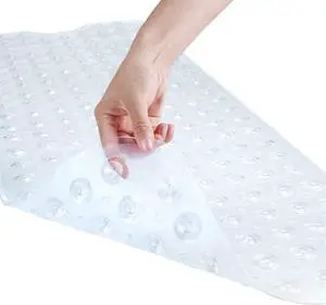 YINENN Bath and Shower Safety Mats 40x16 inch, Non Slip with Suction Cups for Bathroom Stall and Tub Floor, Extra Large and Machine Washable, Drain Holes Keep Bathtub Clean, Clear YINENN Bath and Shower Safety Mats 40x16 inch, Non Slip with Suction Cups for Bathroom Stall and Tub Floor, Extra Large and Machine Washable, Drain Holes Keep Bathtub Clean, Clear