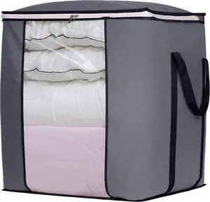 SLEEPING LAMB 120L Extra Large Blanket Storage Bags Breathable Clothes Storage Containers for King Comforter Bedding Pillow Sheet, Reinforced Handles, Grey SLEEPING LAMB 120L Extra Large Blanket Storage Bags Breathable Clothes Storage Containers for King Comforter Bedding Pillow Sheet, Reinforced Handles, Grey