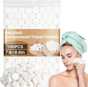 100 Compressed Towel Tablets - Face Towels Disposable for Travel 100 Compressed Towel Tablets - Face Towels Disposable for Travel