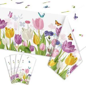 4Pcs Floral Tablecloth, Wildflower Party Decorations51 x 86 inch 4Pcs Floral Tablecloth, Wildflower Party Decorations51 x 86 inch