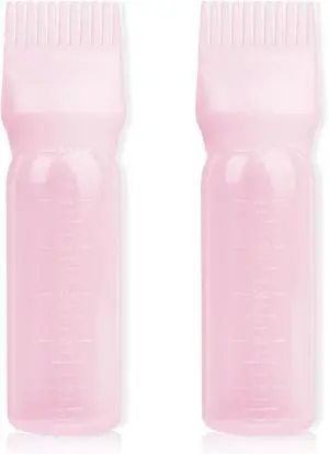 2Pack Root Comb Applicator Bottle - 6 Oz Hair Oil Applicator, Dye Bottle Tools with Oil Dispenser & Root Comb Brush - Pink 2Pack Root Comb Applicator Bottle - 6 Oz Hair Oil Applicator, Dye Bottle Tools with Oil Dispenser & Root Comb Brush - Pink