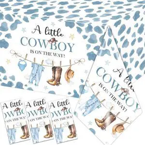 Little Cowboy Baby Shower Decorations-3pcs Western Tablecloth Cowboy Table Cover for Cowboys Western Themed Baby Shower Party Decorations Little Cowboy Baby Shower Decorations-3pcs Western Tablecloth Cowboy Table Cover for Cowboys Western Themed Baby Shower Party Decorations