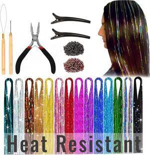 Hair Tinsel Kit | 14 Colors | 8500 Strands | For Girls, Women & Kids Hair Tinsel Kit | 14 Colors | 8500 Strands | For Girls, Women & Kids