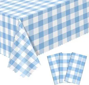 NatNarr 3Pack Blue Gingham Tablecloths, Blue and White Checkered Tablecloth NatNarr 3Pack Blue Gingham Tablecloths, Blue and White Checkered Tablecloth