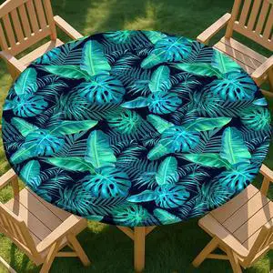 Round Tablecloth Waterproof Elastic Fitted Cover for 36-44 Round Tables Round Tablecloth Waterproof Elastic Fitted Cover for 36-44 Round Tables